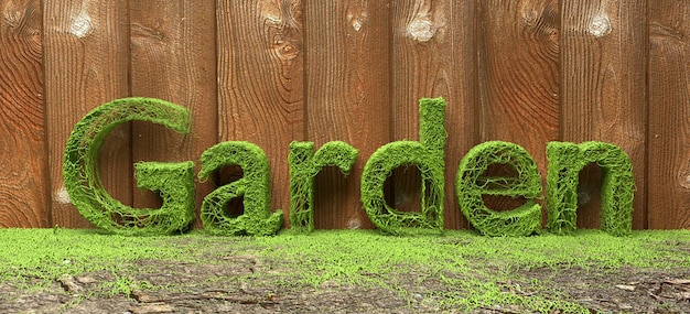 Photo mots de jardin sur fond de bois concept vert