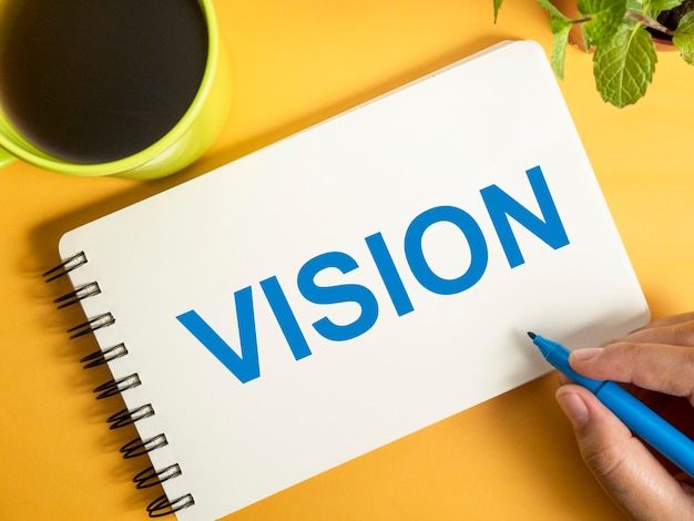 Des mots motivants citent le concept de vision