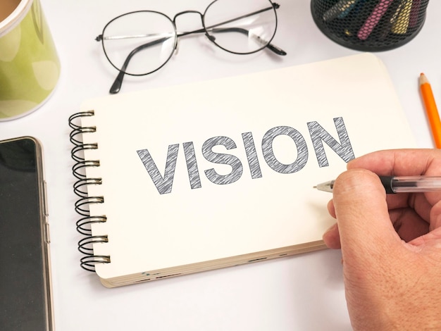 Des mots motivants citent le concept de vision