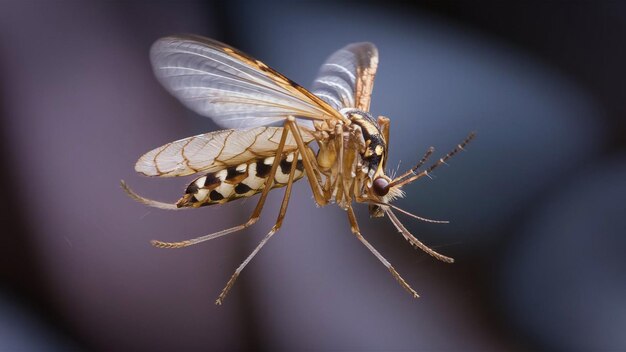 une mouche avec des ailes jaunes qui dit " mouche " sur elle