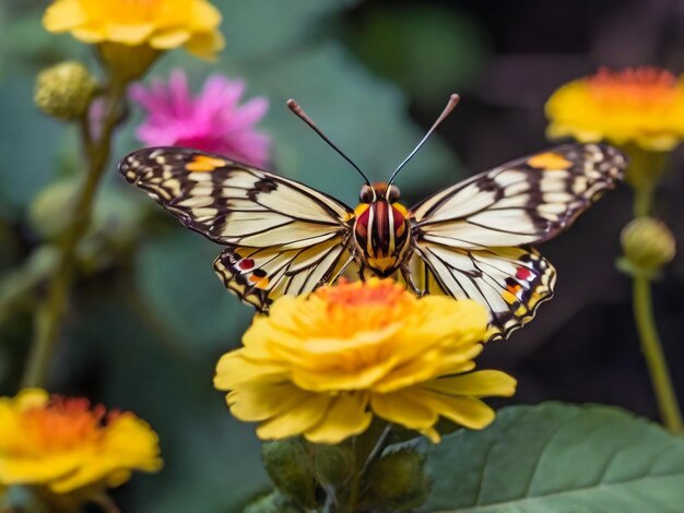 Photo une mouche colorée avec une fleur jaune