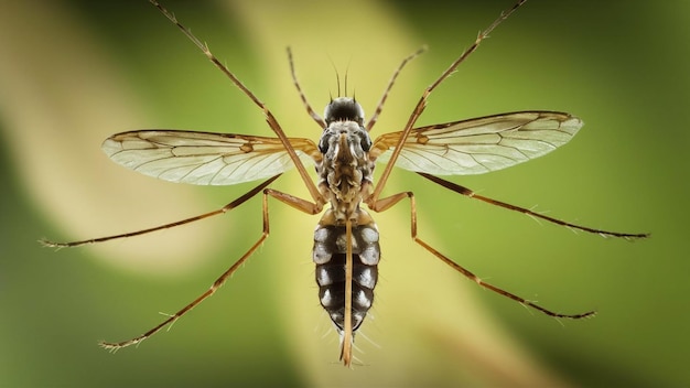 une mouche avec de grandes ailes sur son corps