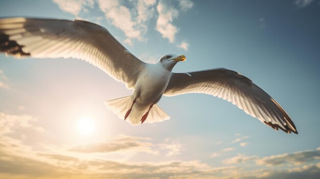 Une mouette volant dans le ciel