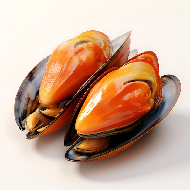 Des moules en coquille isolées sur fond blanc illustration 3D