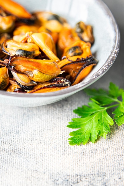 moules repas de fruits de mer frais sur la table copie espace fond alimentaire