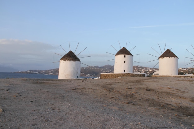 Moulins à vent sur l'île de Mykonos Grèce