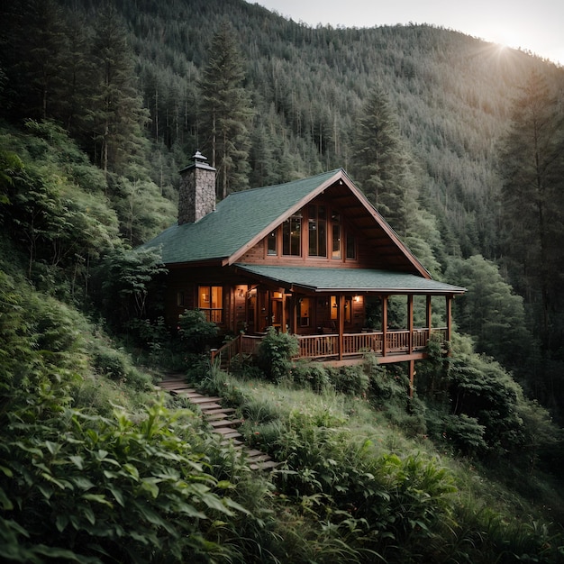 Mountain Retreat Cottage au milieu d'une forêt luxuriante Évasion sereine dans la nature