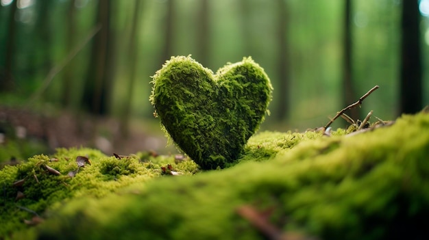 Mousse sur un coeur dans la forêt Generative AI