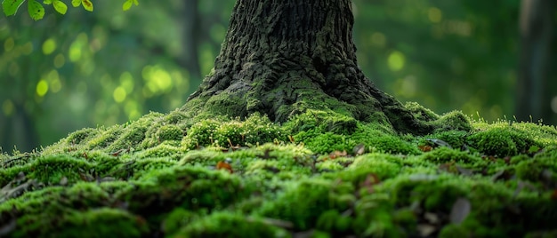 La mousse luxuriante sur un arbre ancien est un microcosme de la vie forestière.