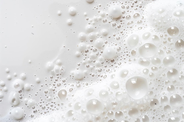 Mousse de savon avec des bulles sur un fond blanc Closeup