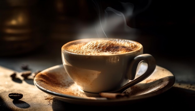 La mousse tourbillonne dans l'arôme du cappuccino moka pour une relaxation générée par l'IA