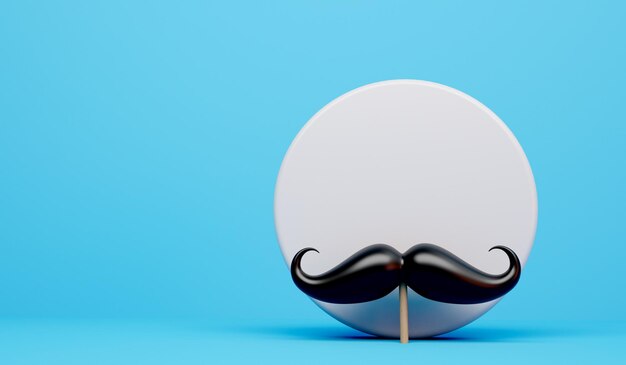 Photo moustache noire avec un cercle blanc blanc étiquette d rendu