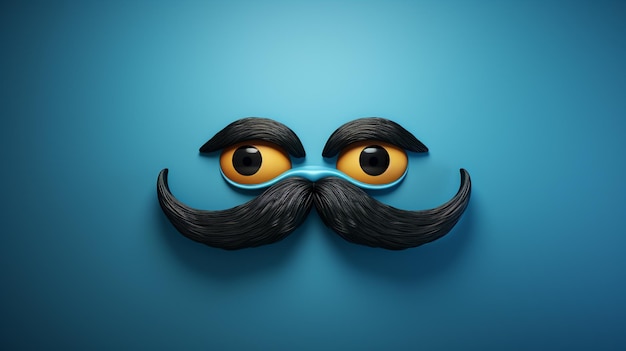 Photo la moustache noire sur fond bleu