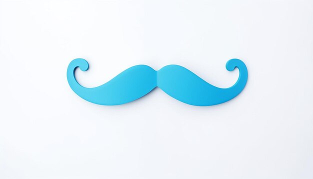 Photo moustache en papier bleu sur fond blanc