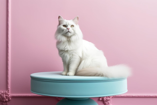 Les moustaches gracieuses Une journée dans la vie d'un chat élégant en rose et bleu pastel