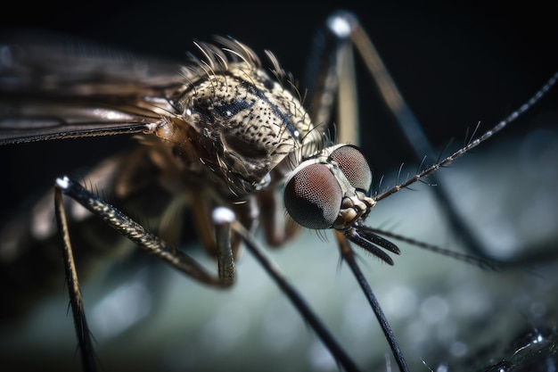 Un moustique à fond noir