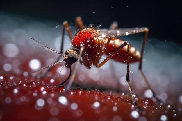 moustique sucer du sang humain photographie professionnelle générée par ai