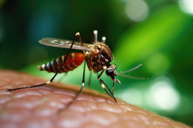 moustique sucer du sang humain photographie professionnelle générée par ai