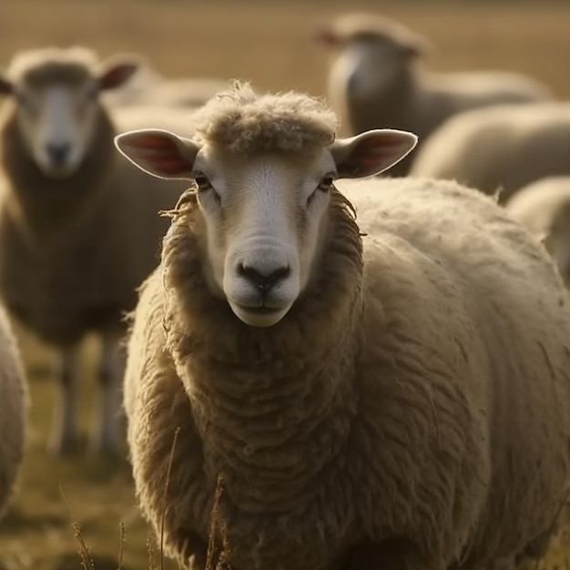 Un mouton au visage blanc et au nez noir regarde la caméra.