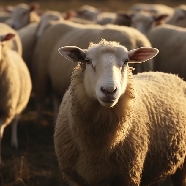 Un mouton au visage blanc et au nez noir se tient dans un champ.