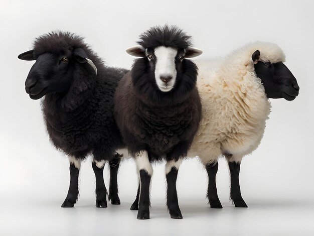 Un mouton brun avec un fond blanc