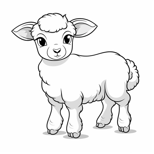 Le mouton est un joli dessin plat, un joli livre à colorier à la ligne kawaii.