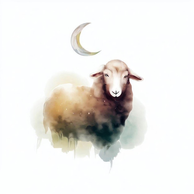 Un mouton est peint avec une lune