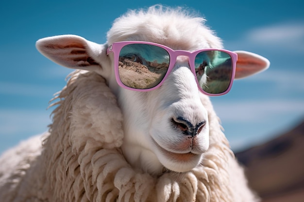 Un mouton portant des lunettes de soleil a été généré