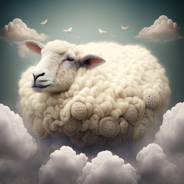 Mouton de rêve mignon Illustration AI Génératif