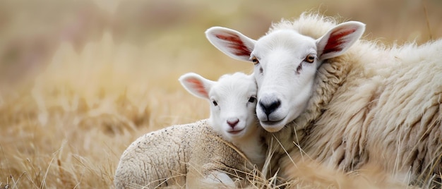 Le mouton et son petit dans la nature