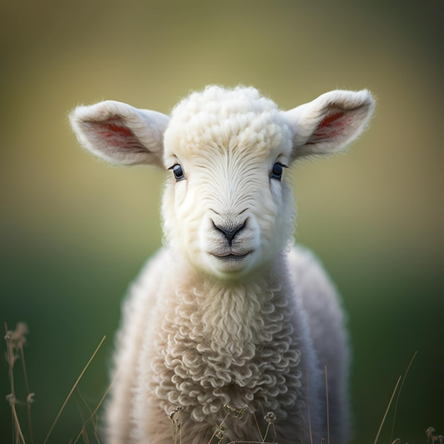 Moutons blancs avec un oeil au beurre noir et un fond vert