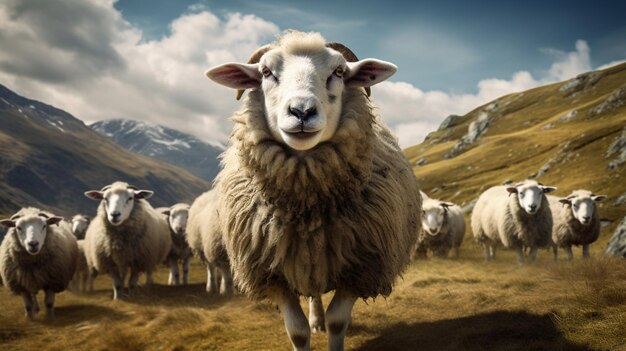 Des moutons dans un champ d'arrière-plan de haute qualité