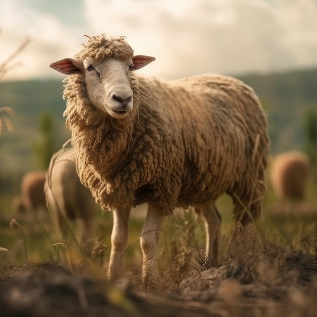 Moutons dans l'IA générative de l'habitat naturel