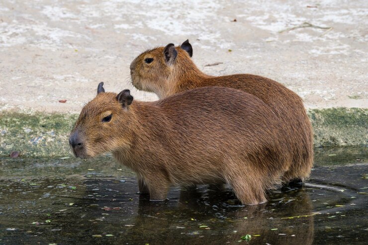 Photo des moutons debout dans un lac