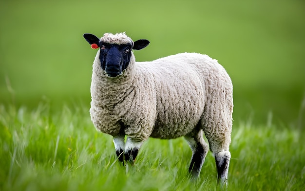 Moutons debout dans le pâturage