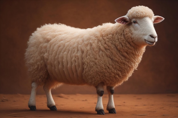 Moutons sur un fond de couleur solide Photo dans le vieux style d'image couleur ai générative