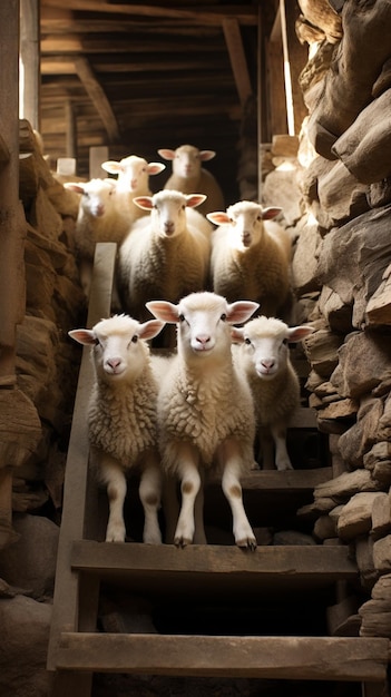 moutons ménage stable élevage naturel moutons animaux générés photo ai