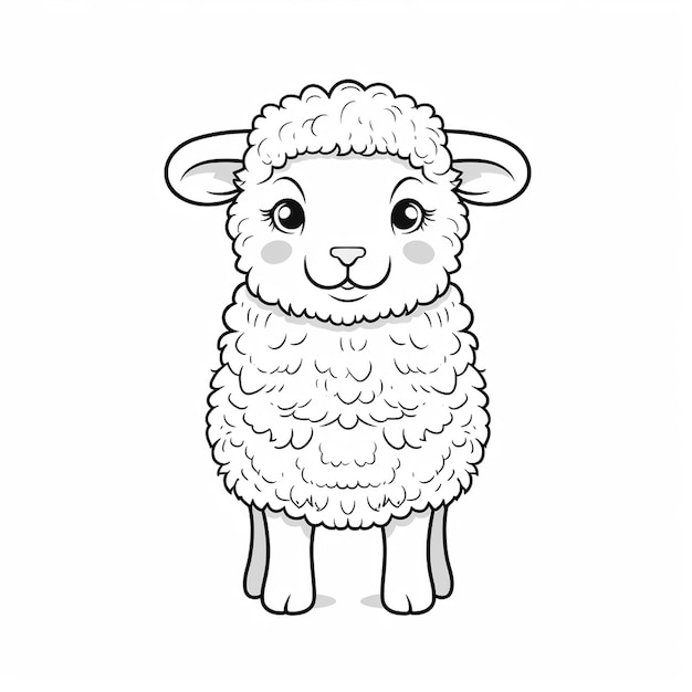 Des moutons mignons dessin mignons kawaii simple livre de coloriage kawaii ligne d'art