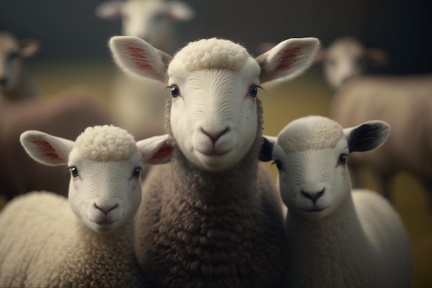 Moutons avec un mouton en arrière-plan