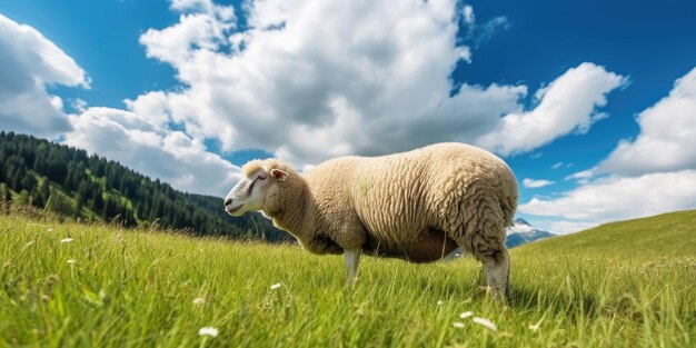 Moutons sur un pré IA générative