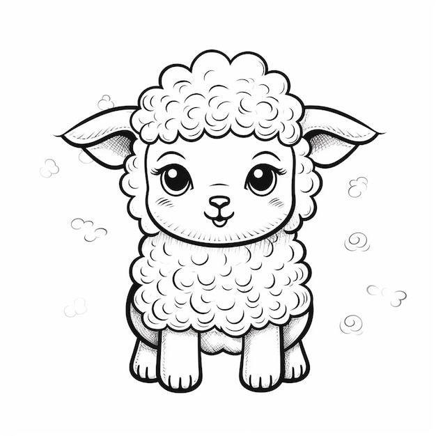 Les moutons sont adorables, beaux et simples. Le livre à colorier Kawaii est un art de ligne.