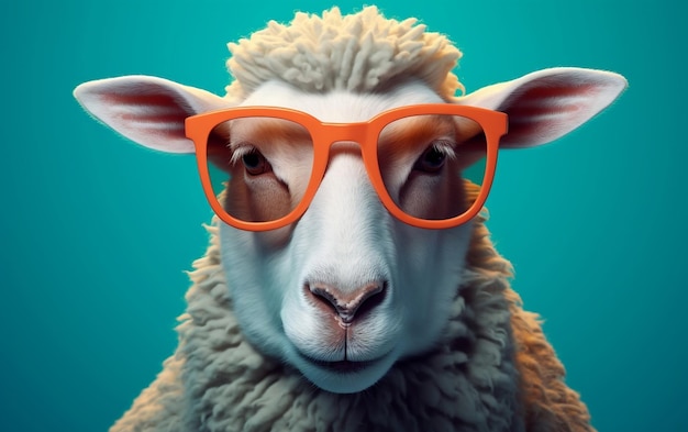 Des moutons sportant des nuances sur un fond vibrant IA générative