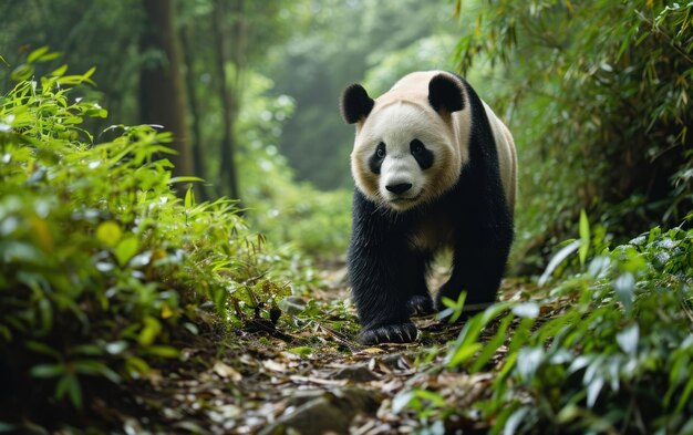 Les mouvements agiles du panda dans son habitat forestier