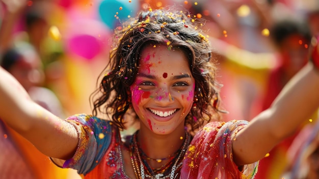 Des mouvements joyeux, des teintes tourbillonnantes et des festivités animées marquent la danse animée de Holi