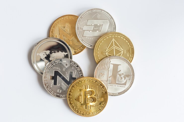 Photo moyen d&#39;échange moderne. bitcoin est un moyen de paiement pratique sur le marché de l&#39;économie mondiale.