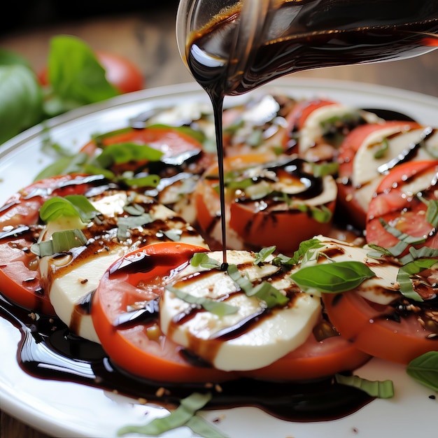 Mozzarella Balsamique et plat de tomates