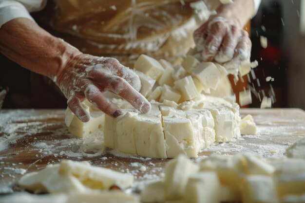 Mozzarella faite maison avec du lait frais en l'honneur de la tradition italienne