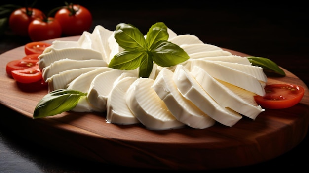 Mozzarella tranchée isolée sur fond blanc