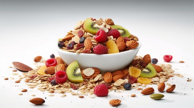 Muesli multi-fruits isolé