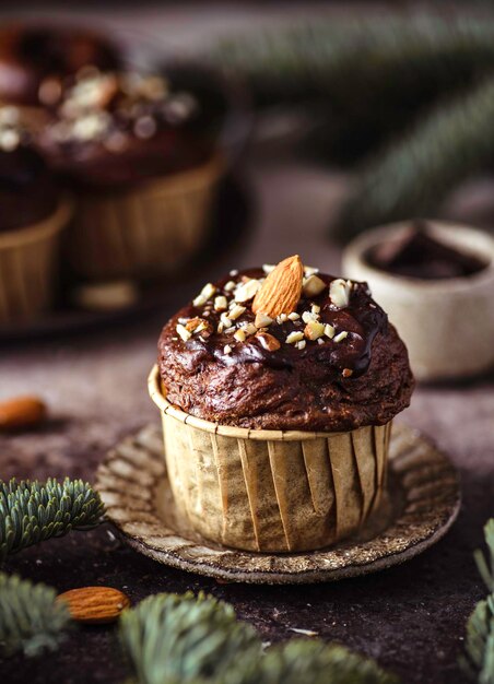 muffin au chocolat et noix